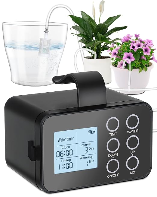 Automatic Plant Waterer Indoor with Timer: Vacation Plant Watering Devices for 15 Potted Plants, New Upgraded Auto Watering for Plant, Drip Irrigation System with Large Display, Easy Programming