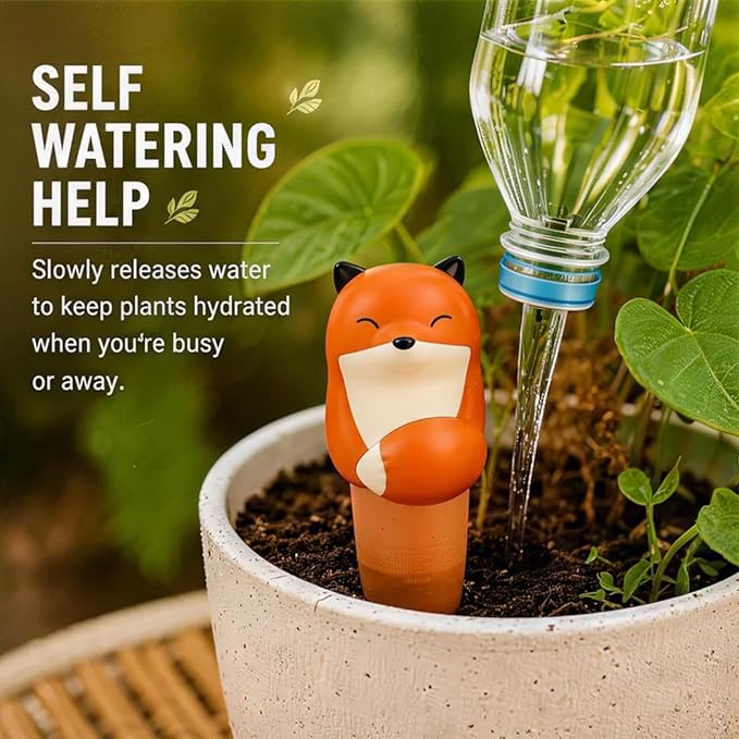 Terracotta Watering Spikes, Self Watering Globes Cute Animal Design Plant Waterers, Automatic Irrigation Stakes for Indoor & Outdoor Plants