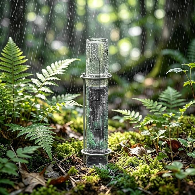 LIOOBO Glass Rain Gauge Replacement Tube 5" Clear Rain Meter Cylinder with Easy-Read Scale, Outdoor Weather Gauge Refill for Yard Garden