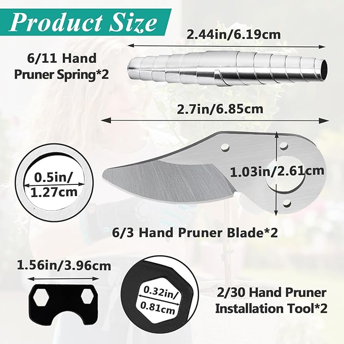 2 Pcs Hand Pruner Replacement Kit (6/3-1) for Felco Pruners Models: F6 & F12 - Spare Blade, Spring & Adjustment Key for Garden Pruning Shears & Bypass Clippers