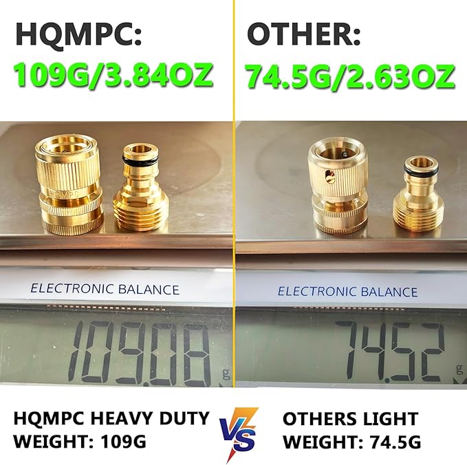 HQMPC Garden Hose Quick Connect Solid Brass Quick Connector Garden Hose Fitting Water Hose Connectors 3/4 inch GHT (4Sets)