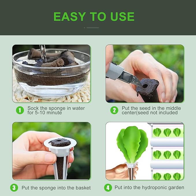 YBB 50PCS Hydroponic Grow Sponges, Seed Starter Pods Replacement Sponges Compatible with Aerogarden, Rapid Rooter Starter Plugs for Hydroponic Indoor Garden System