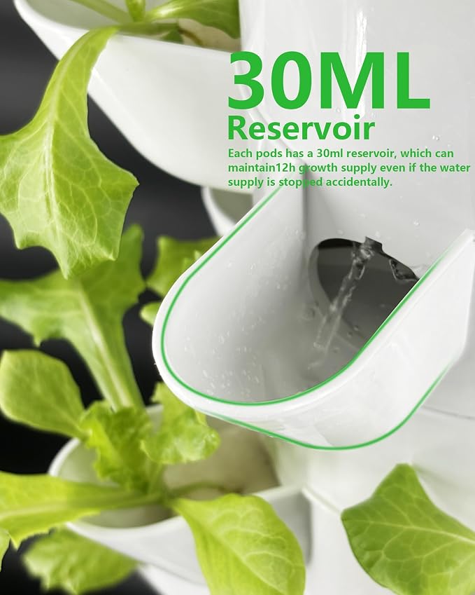 Hydroponic Tower Growing System, 30 Pods Vertical Indoor Garden | 360° Full-Spectrum Lights, Automatic Water Circulation System, Suitable for Leafy Greens and Herbs