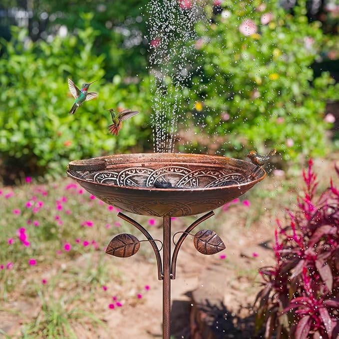dreamysoul Metal Outdoor Bird Baths, 38 Inches Tall Vintage Freestanding Cast Iron Birdbaths, 5-Pronged Bird Bath for Outside Garden Yard Patio Decor