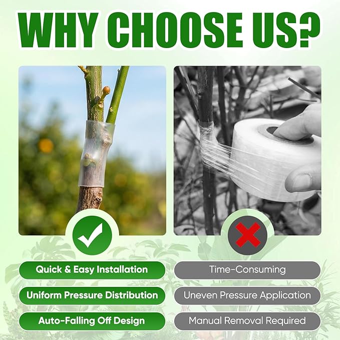 200 PCS Silicone Grafting Sleeves for Fruit Trees, High-Elastic Thin-Walled Grafting Tubes, Professional Plant Grafting Tape for Plants, Broken Stem, Floral, Random Size Combination of 3–7.5mm