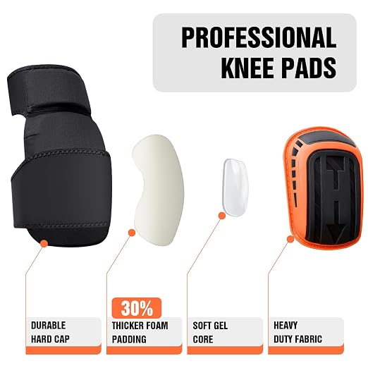 Professional Knee Pads for Men and Women,Construction Knee Pads for Work with Heavy Duty Thick Foam and Gel Cushioning for Gardening,Farms,Tiling Flooring and Cleaning ,Knee Protection, Ankle Support