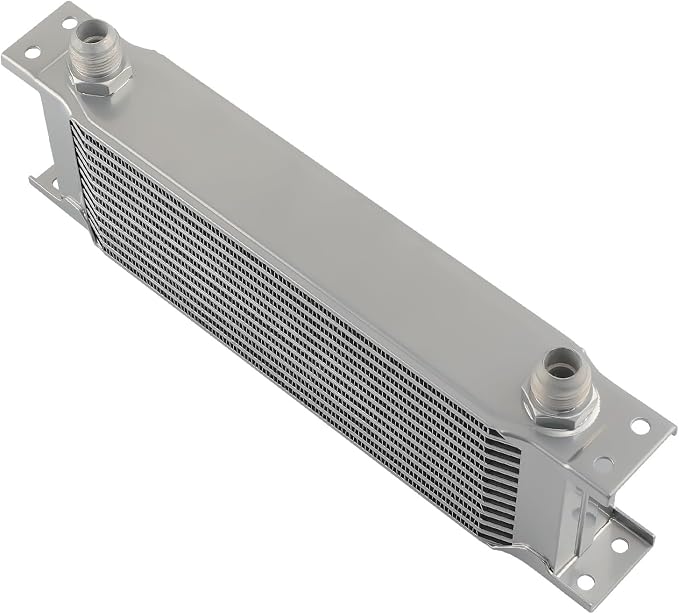 maXpeedingrods Universal 13 Row 10AN Transmission Engine Oil Cooler Kit, Radiator Oil Cooler Condenser, Stacked Plate Aluminium Alloy Black Engine Transmission, Silver