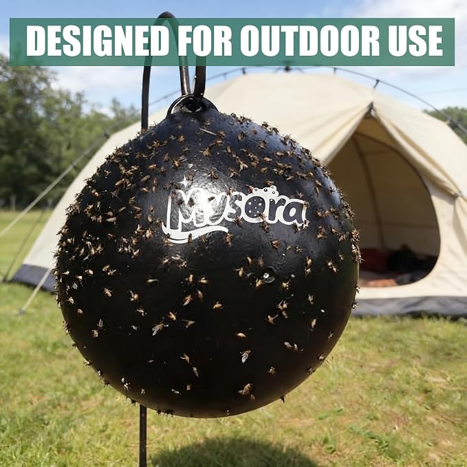 2 Pack Fly Trap Balls Outdoor Hanging Insect Trap with Air Pump Reusable Sticky Fly Catcher for Farm Orchard Yard Garden Patio