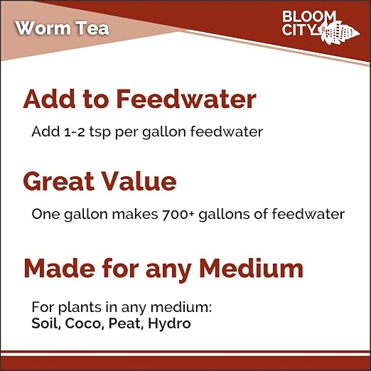 Organic Worm Tea Concentrate and Compost and Bokashi Booster by Bloom City, Gallon(128 oz)