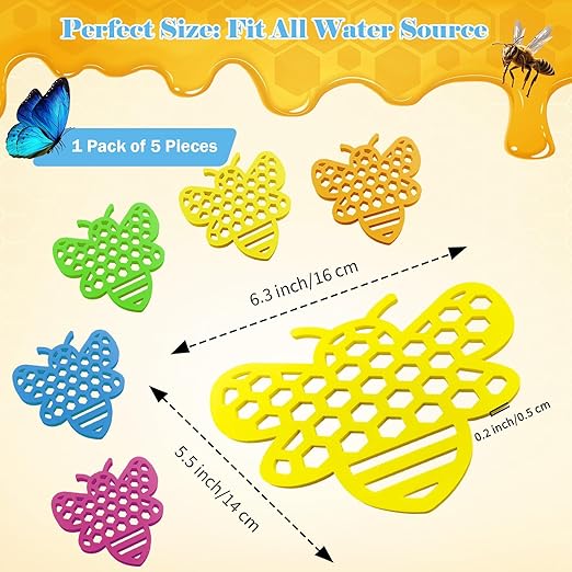 Floating Bee Island Watering Station - 5 Pack, Bee-Friendly EVA Foam, No Sinking, Drowning-Proof, Fade-Proof, Pre-Cut, Birdbath, Pools & Garden Hydration Solution for Pollinators (6.3 Inch)