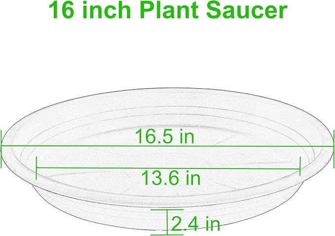 2 Pack of 16 inch Plant Saucer, Large Plant Tray, Heavy Sturdy Plant Drainage Tray for Indoors, Bird Bath Bowls, Sturdy 18 inch Plastic Pot Tray for Planter (Blue)