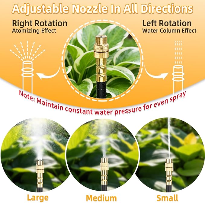 200FT Drip Irrigation System, 2026 Upgrade Garden Watering Kit with 32pcs 360° Adjustable Copper Nozzles, High-Flow DIY Sprinkler System for Large Gardens, Farms, Greenhouses, Lawns (200 ft)