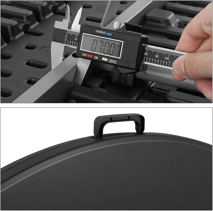 Magshion 53" Round Folding Table, 4.5 Feet Bi-Folding Plastic Commercial Dining Card Table w/Carrying Handle for Outdoor Wedding Party Event Picnic, Black