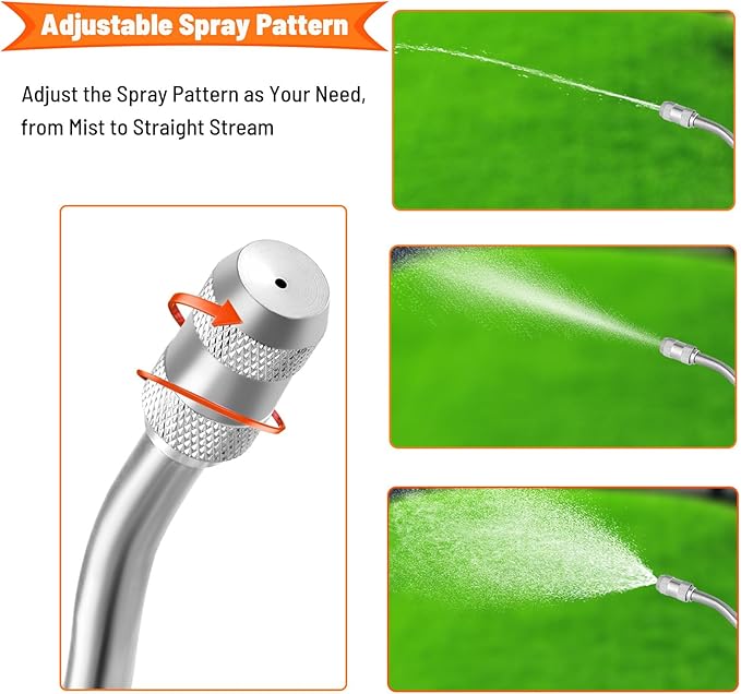 29 Inch Spray Wand Replacement, Brass Barb Match 1/4" & 3/8" Sprayer Wand Hoses, Adjustable Nozzle Stainless Steel Sprayer Wand with Shut off Valve for Weed Garden Car Wash (Orange, 29 inches*1)