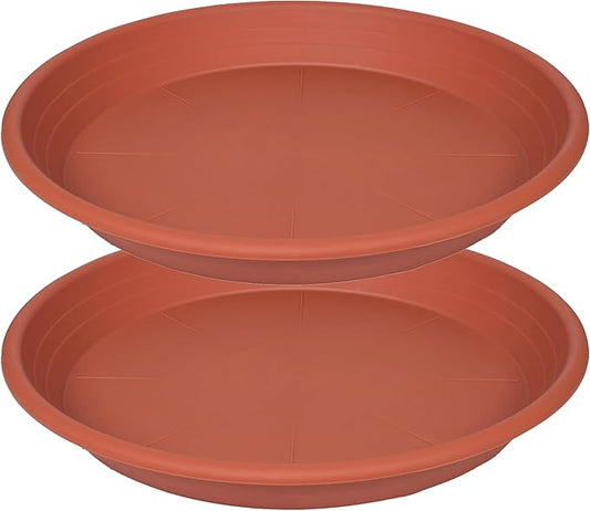 2 Pack of 16 inch Plant Saucer, Large Plant Tray, Heavy Sturdy Plant Drainage Tray for Indoors, Bird Bath Bowls, Sturdy Plastic Pot Tray for Planter 14 15 16" (Terracotta)