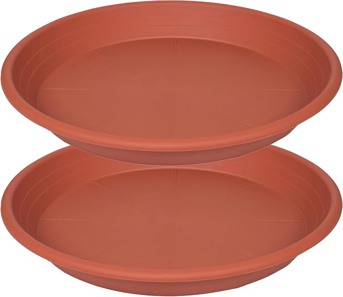 2 Pack of 19 inch Plant Saucer, 2.4" Depth Large Plant Saucer, Heavy Sturdy Plant Drainage Tray for Indoors, Bird Bath Bowls, Sturdy 18 inch Plastic Pot Tray for Planter 15-19", Terracotta