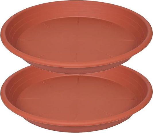2 Pack of 19 inch Plant Saucer, 2.4" Depth Large Plant Saucer, Heavy Sturdy Plant Drainage Tray for Indoors, Bird Bath Bowls, Sturdy 18 inch Plastic Pot Tray for Planter 15-19", Terracotta