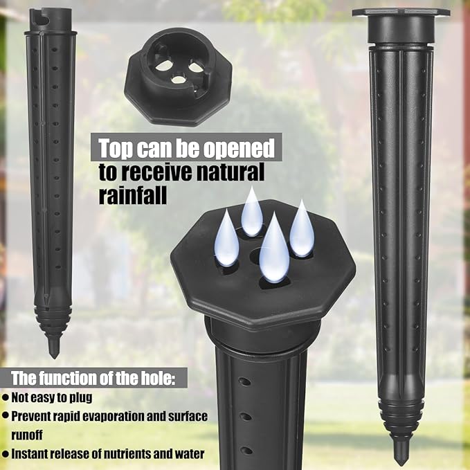 Briwooody 15 Pack Garden Watering Stake Large UV-Protected ABS Plastic Deep Root Irrigation Spike for Trees, Shrubs, Bushes, Shrubs, Flowers, Fruits, Vegetables, Potted Plants (14 Inch)