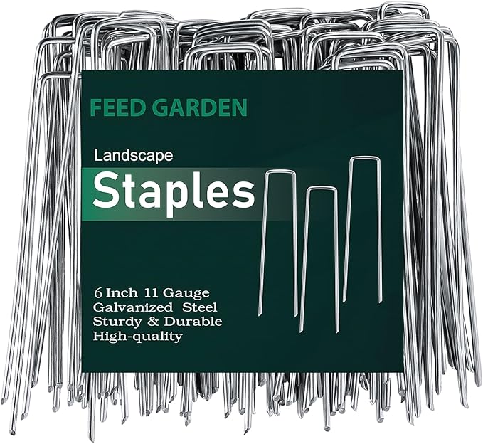 FEED GARDEN Landscape Staples 6 Inch 1000 Pack, Heavy Duty 11 Gauge Hot-Dip Galvanized Garden Stakes for Weed Barrier, Landscape Fabric, Sod, Turf, Irrigation & Contractor Landscaping