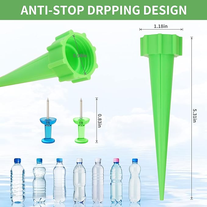 Plant Watering Spikes, 12 Pack Auto Self-Watering Spikes Automatic Bottle Irrigation Waterier Device for Indoor& Outdoor Plants, Flowers