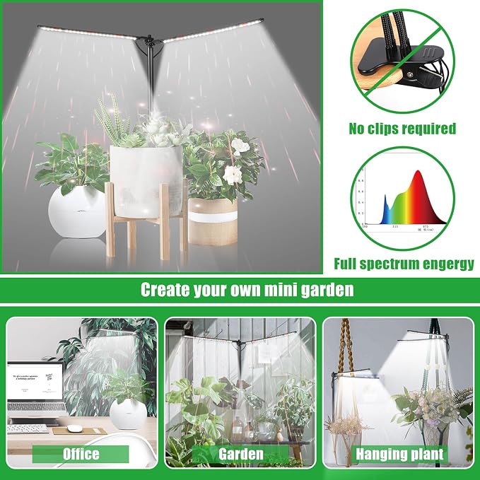 bodkar Plant Grow Light, Plant Lamp for Indoor Plants Growing, 6000K White Red Light for Succulents Mini Small Plants Growth (Without Timer/Dimming)