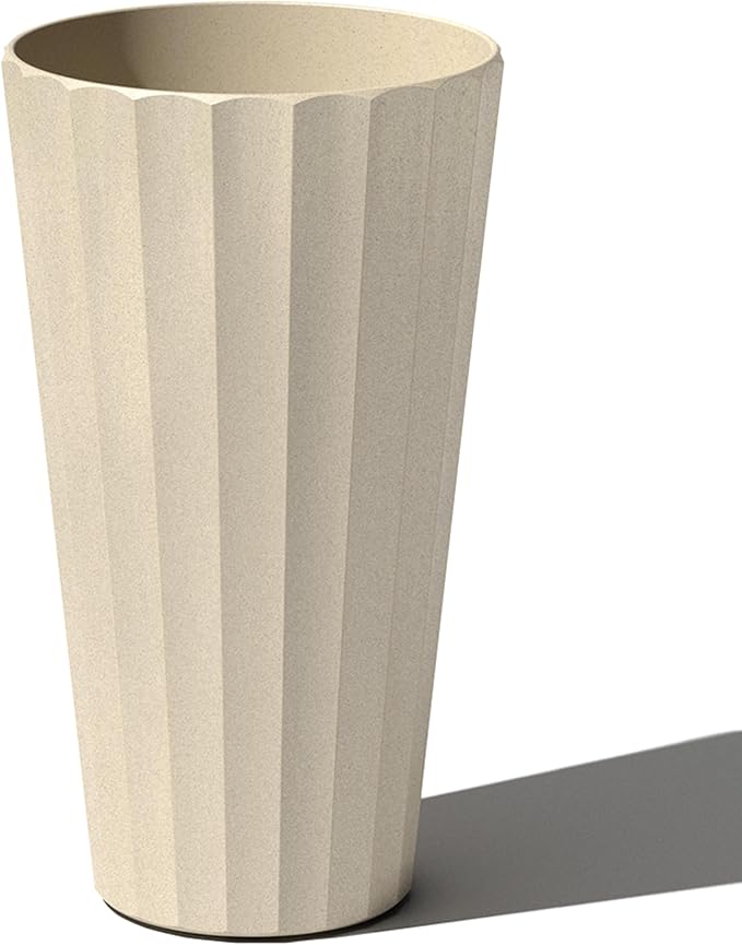 Veradek Column Series 26" Tall Outdoor Planter for Porch & Patio | Durable Plastic-Stone Material w/Shelf | Modern Décor for Plants & Flowers