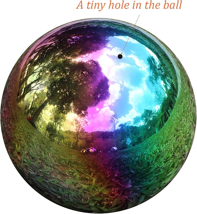 Kunjocy Pack of 8 Stainless Steel Gazing Balls Assorted 50-150mm Small Garden Gazing Globes Hollow Mirror Polished Seamless Reflective Sphere Balls for Home Yard Lawn Outdoor Decorations (Rainbow)