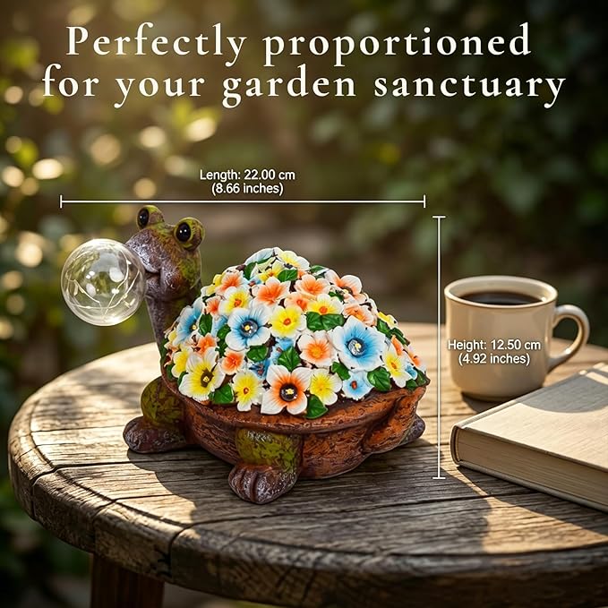 Solar Outdoor Mossy Turtle Garden Statue with Globe Light, Garden Decor for Outside, Yard Decorations for Patio Porch, Gifts for Women Mom Grandma