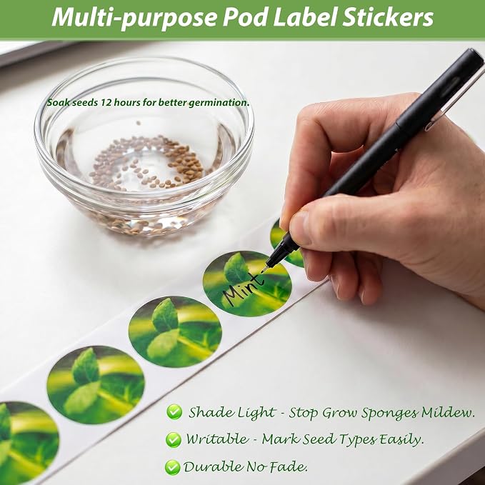 60 Pack Grow Sponges, Hydroponic Pods Replacement Compatible with AeroGarden and Most Hydroponic Systems, 60 Pcs Universal Replacement Sponges and 60 Pcs Plant Labels for Hydroponics Indoor Garden