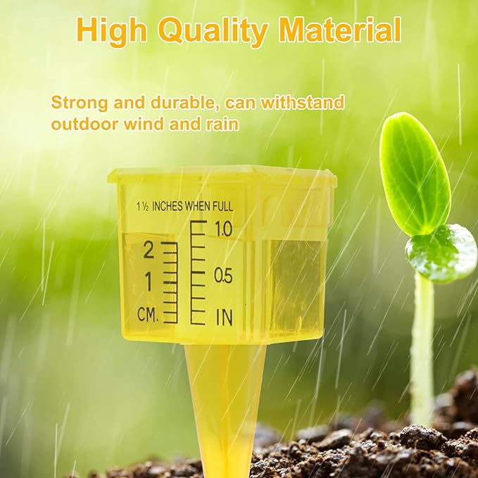 Rain Gauge Outdoor, 1.5" Sprinkler Gauge Lawn Water Gauge for Rain with Wide Mouth Water Measuring Tool for Yard Garden Lawn Deco (15, Yellow)