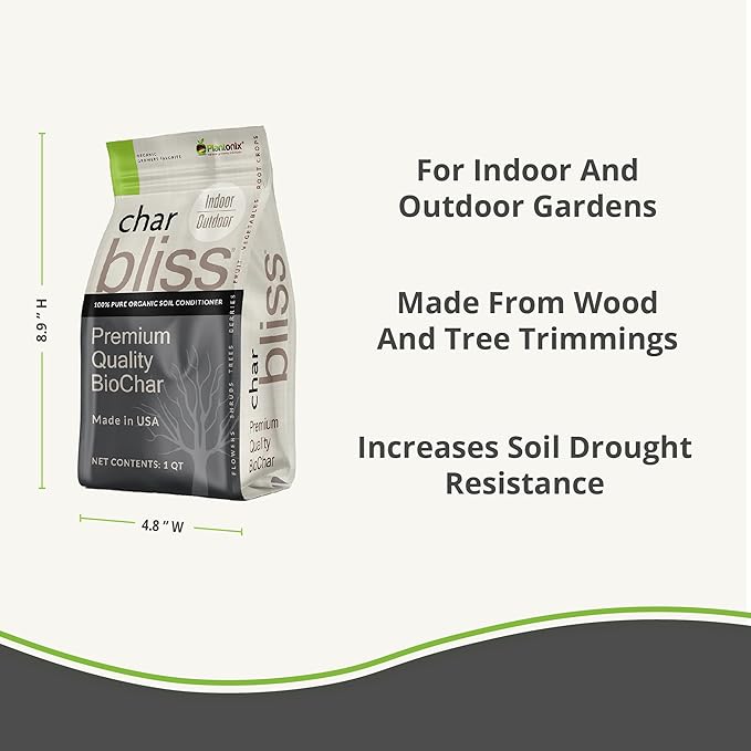Coco Bliss (10lbs) + Char Bliss (8 Qts) - Coco Coir Brick & Organic Biochar for Plants - Organic Coco Coir for Plants - Biochar Soil Amendment - Charcoal for Plants - Garden Soil & Potting Soil Mix
