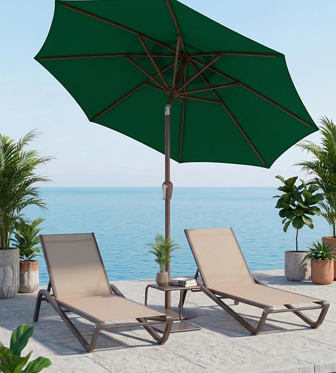 10FT Patio Umbrella, Outdoor Umbrella with Push Button Tilt and Crank, 8 Sturdy Ribs, UV Protection & Waterproof Market Umbrella for Pool, Backyard, Beach,Deck