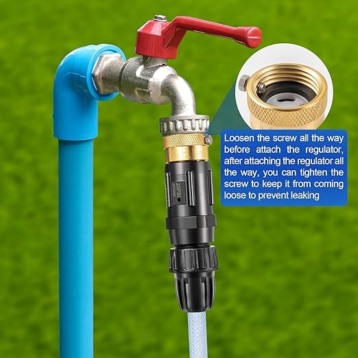 Feekoon 3 Set 25 Psi Drip Irrigation Faucet Adapter Kit 1/2'' Irrigation Tubing to 3/4'' Faucet Water Pressure Regulator Backflow Preventer with Filter, Drip System Parts