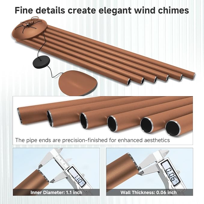 66" Extra Large Wind Chimes for Outside Deep Tone,6 Thick and Bold Aluminum Tubes Tuned Relaxing Melody Wind Chime,Big Wind Chimes for Garden Patio Decor,Great Gift Idea for Mother's Day(Coffee Brown)