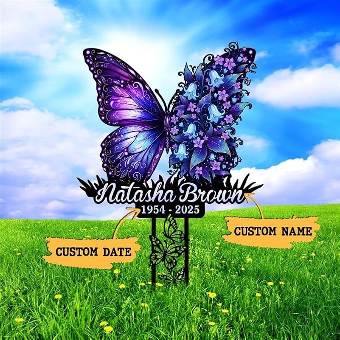Personalized Butterfly Metal Stake – Custom Butterfly Yard Sign, Gift for Garden Lovers, Metal Sign, Garden Decor