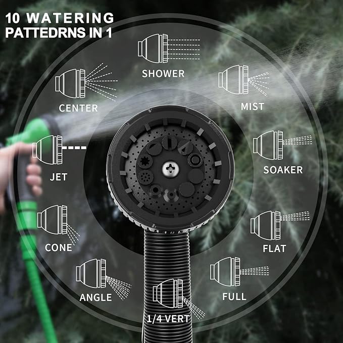 Besiter Garden Hose Nozzle Sprayer: 10 Watering Patterns Spray Nozzles Heavy Duty Hose Head Hose Attachment (Green)