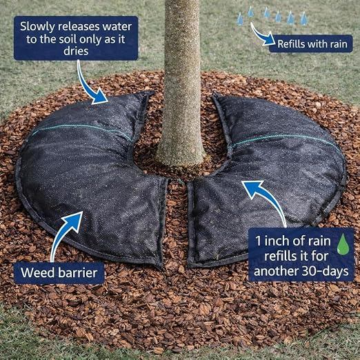 SteadySpring® Smart 30+ Day Tree Watering Mat Auto Refills with Rain for Trees with 16–23 in Root Ball – Maintains Optimal Soil Moisture, Reduces Water Use Up to 99%, Promotes Healthy Root Growth
