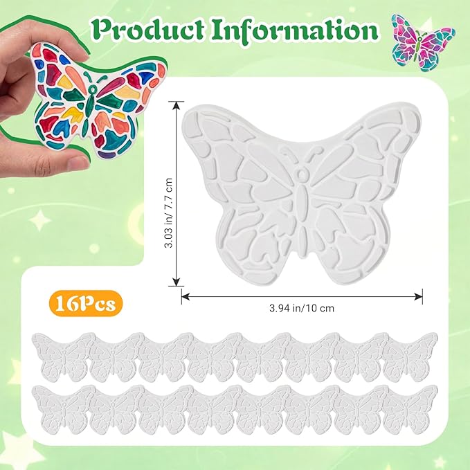 Lewtemi 16 Pcs Paint Your Own Stepping Stones for Craft, DIY Plaster Stepping Stones Garden Decor Painting Art Set for Art Class, Summer Activities & Home Decor (Butterfly)
