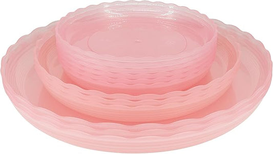12Pcs Clear Plant Saucer, 6 8 10 Inch Durable Plastic Plant Tray, Round Plant Pot Saucers, Drip Tray for Indoor and Outdoor Garden, Red