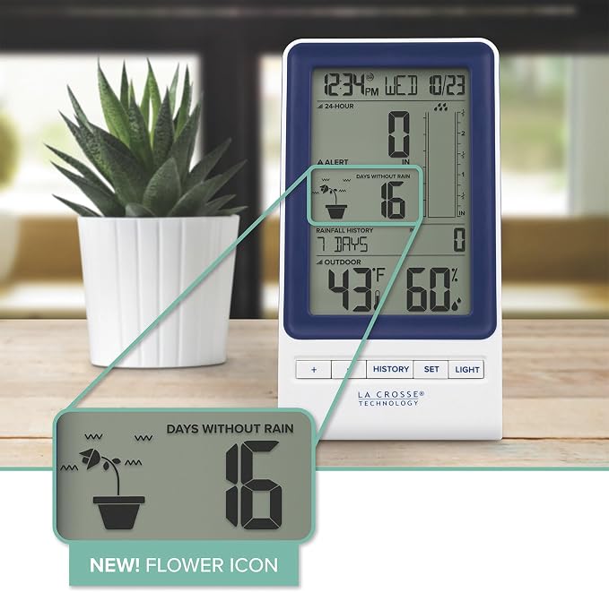 La Crosse Technology 724-1415BL Wireless Rain Station with Temperature and Humidity