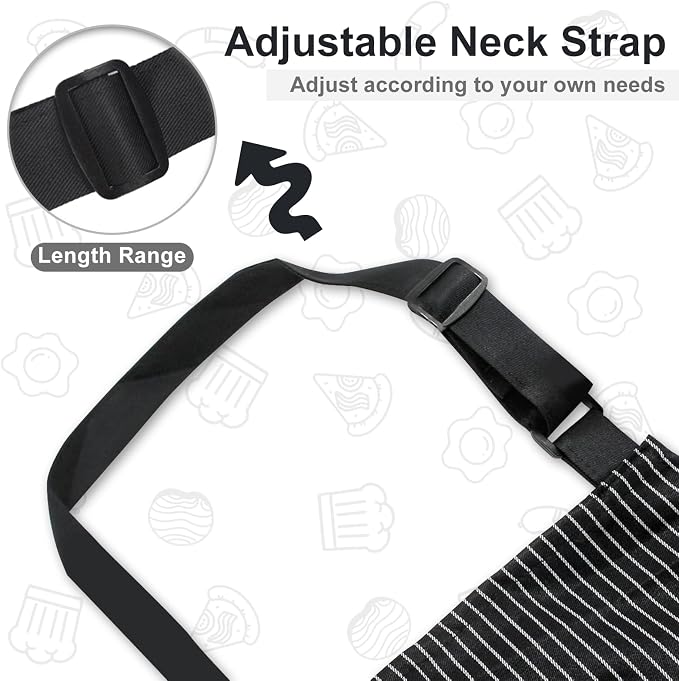 VALOME 2 Pack Kitchen Aprons, Apron for Cooking with 2 Pockets, Unisex Adjustable Neck Strap Chef Aprons for Men Women