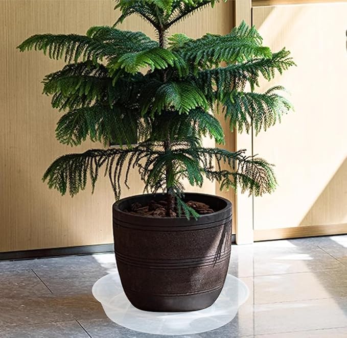 VUWEZ 6 Pack of 22 inch Plant Saucer, Plant Tray 22 Inch Round, Plant Saucers for Indoors, Plant Trays for Pots, Flower Pot Saucers, Pot Saucers for Planter 17-23" (22", Clear)