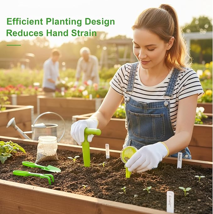Seed Planter Tool, 17-Piece Gardening Kit with Seed Planter, Dibber, and Plant Labels, Ideal for Indoor and Outdoor Planting, Made of Durable Plastic Materials