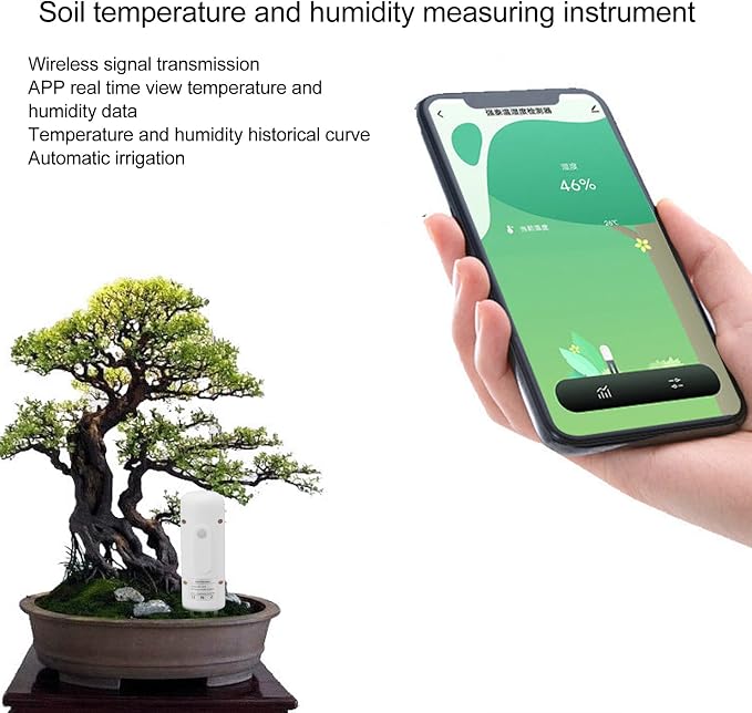 Soil Sensor for z1gbee Gardening, Smart Soil Tester for Accurate Plant Care with Temperature and Humidity Monitoring