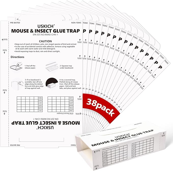 38 Pack Mouse Glue Trap,Mouse Traps Indoor for Home,Adhesive Bugs Roach Spider Insect Traps,Sticky Mouse Traps,Bulk Glue Traps for Mice