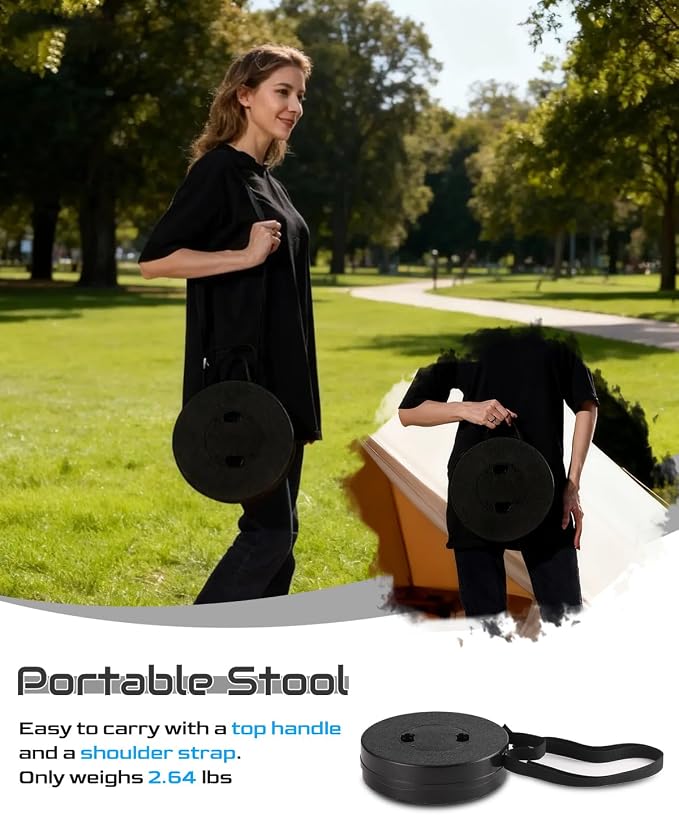 Spisces 2026 Heavy Duty Collapsible Stool | 600lbs Capacity, 18-in Tall Lightweight 2.6lbs Portable Retractable Telescoping Stool for Adults, Camping Fishing Hiking Travel BBQ