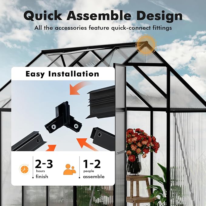 6X6FT Small Greenhouses, Enhanced Aluminum Small Greenhouse for Outdoors and Garden Planting, Green Houses for Outside Withstands Bad Weather to Protect Vegetable or Plants