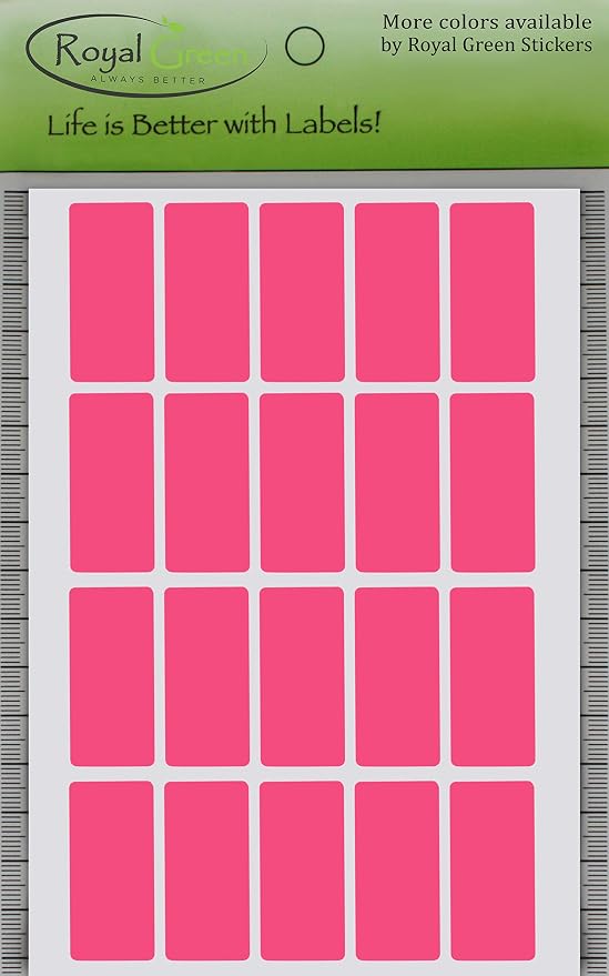 Royal Green Colored Tags Labels for Kids 1.57 inch x 0.75 inch Pink Stickers (40mm x 19mm) - 2000 Pack
