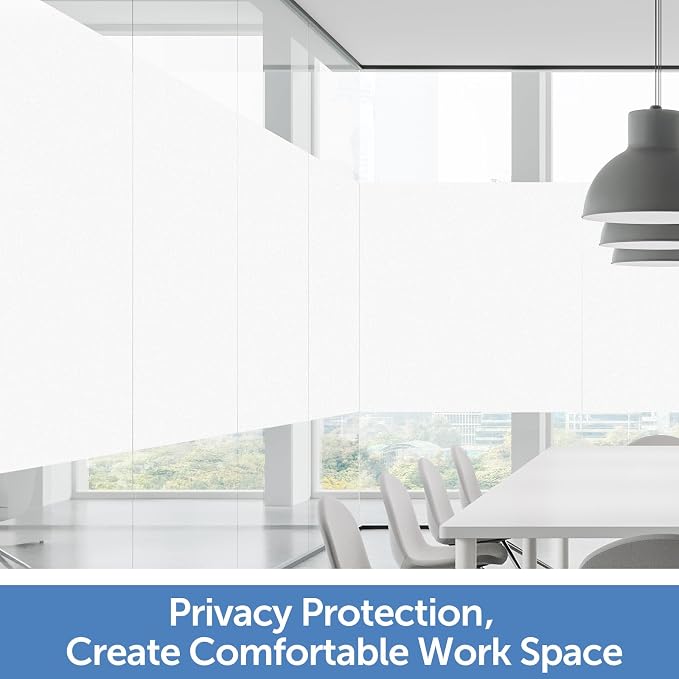 HIDBEA Frosted Window Privacy Film - Non Adhesive Static Cling Glass Stickers Sun UV Blocking Heat Control Door Covering Decals for Home Office(35.4 x 196.8 Inch, Frosted White)