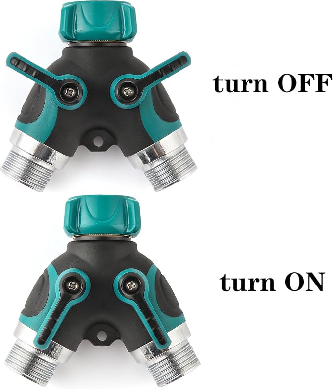 Hose Splitter 2 Way Heavy Duty Y Valve, Spigot Splitter for Garden Hose, Water Hose Y Splitter with 2 Extra Rubber Washers